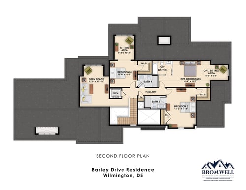 Barley Drive Second Floor Plan Rendering of Wilmington, DE home by Bromwell Construction