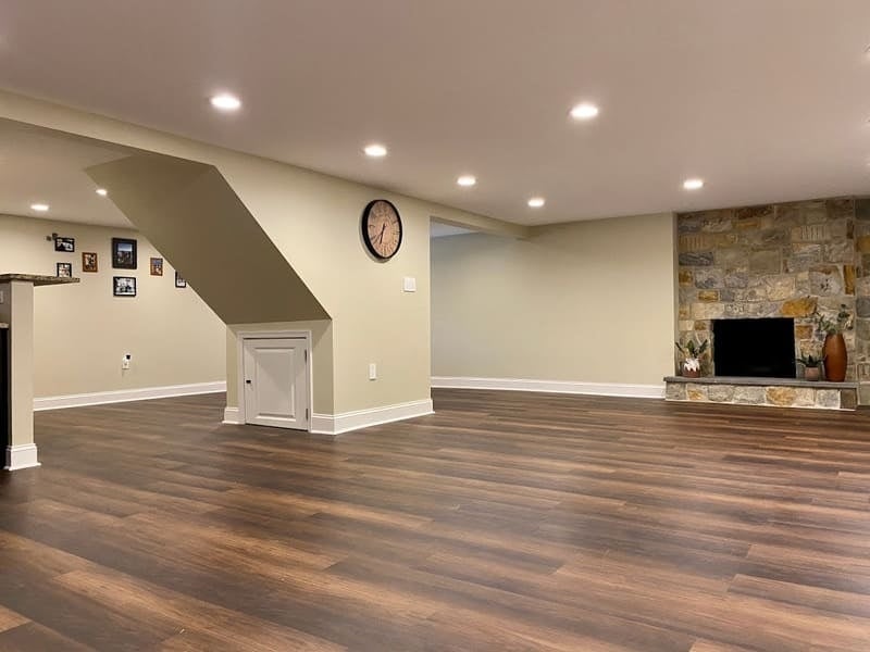 Custom finished basement remodel in Delaware by Bromwell Construction