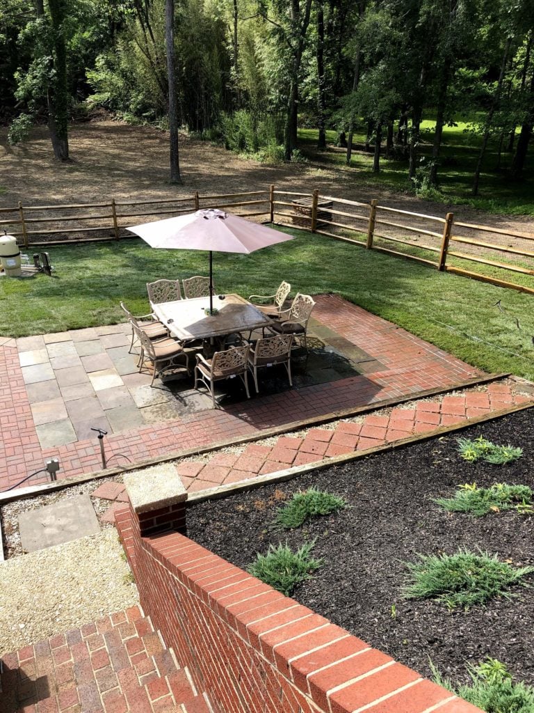 Exterior Remodel and Landscaping with brick pavers by Bromwell Construction