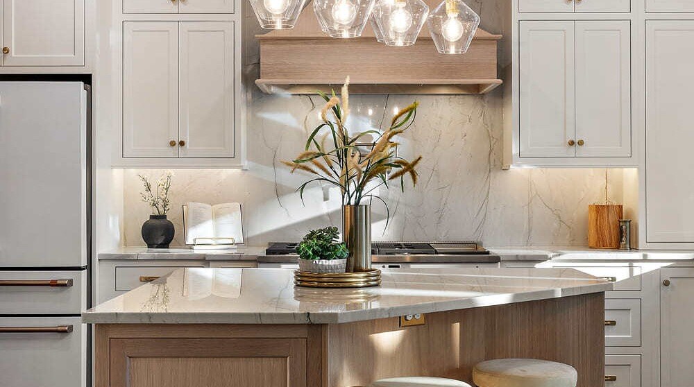 High-end kitchen remodel with island by Bromwell Construction