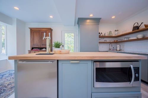 Under counter stainless steel appliances built into kitchen island in Delaware remodel-1