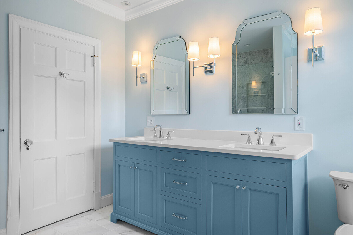 Wilmington, Delaware bathroom with double vanity by Bromwell Construction