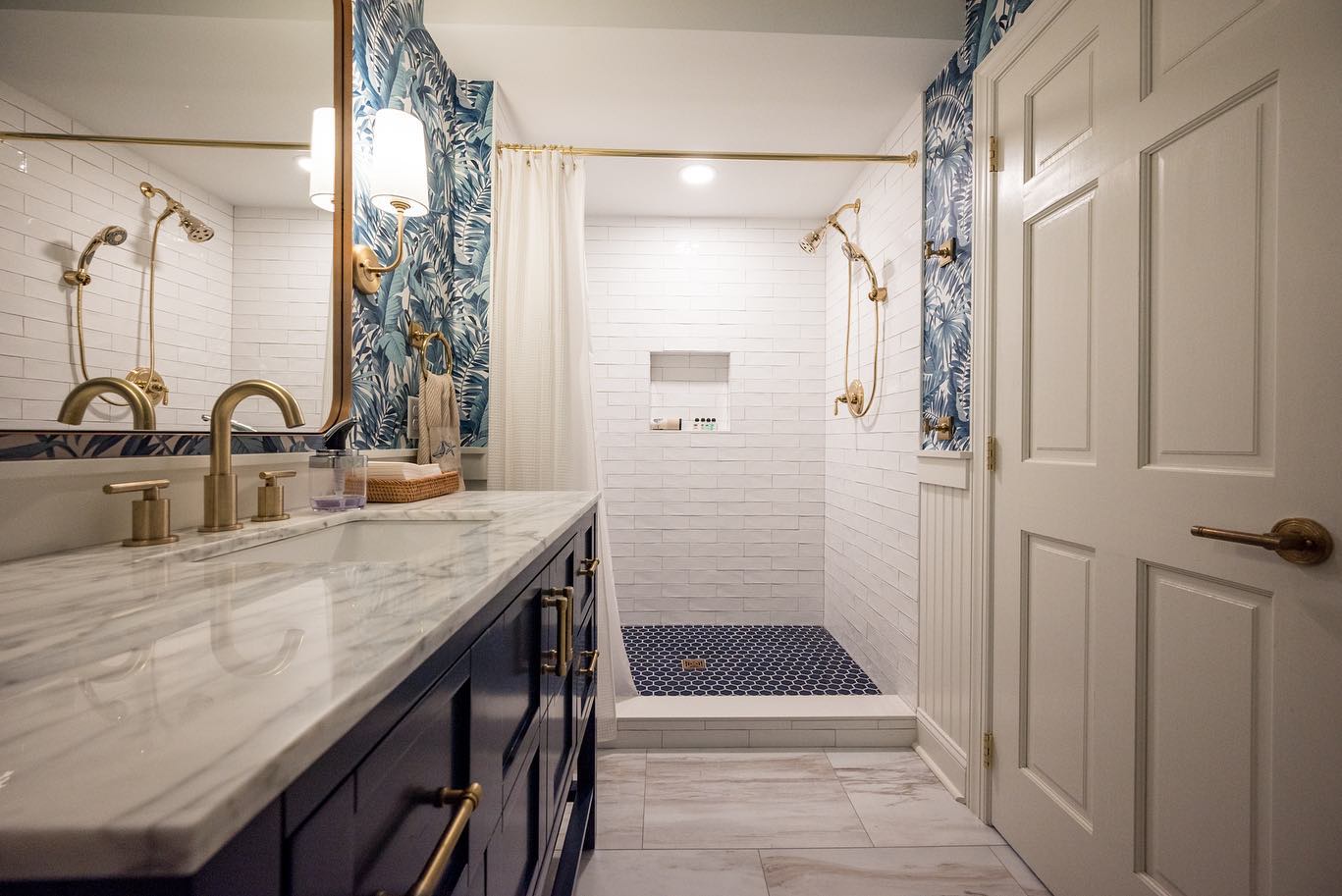 elegant bathroom addition with gold accents in delaware