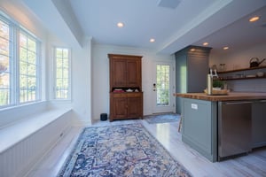 Home interior with recessed lighting and view of kitchen island