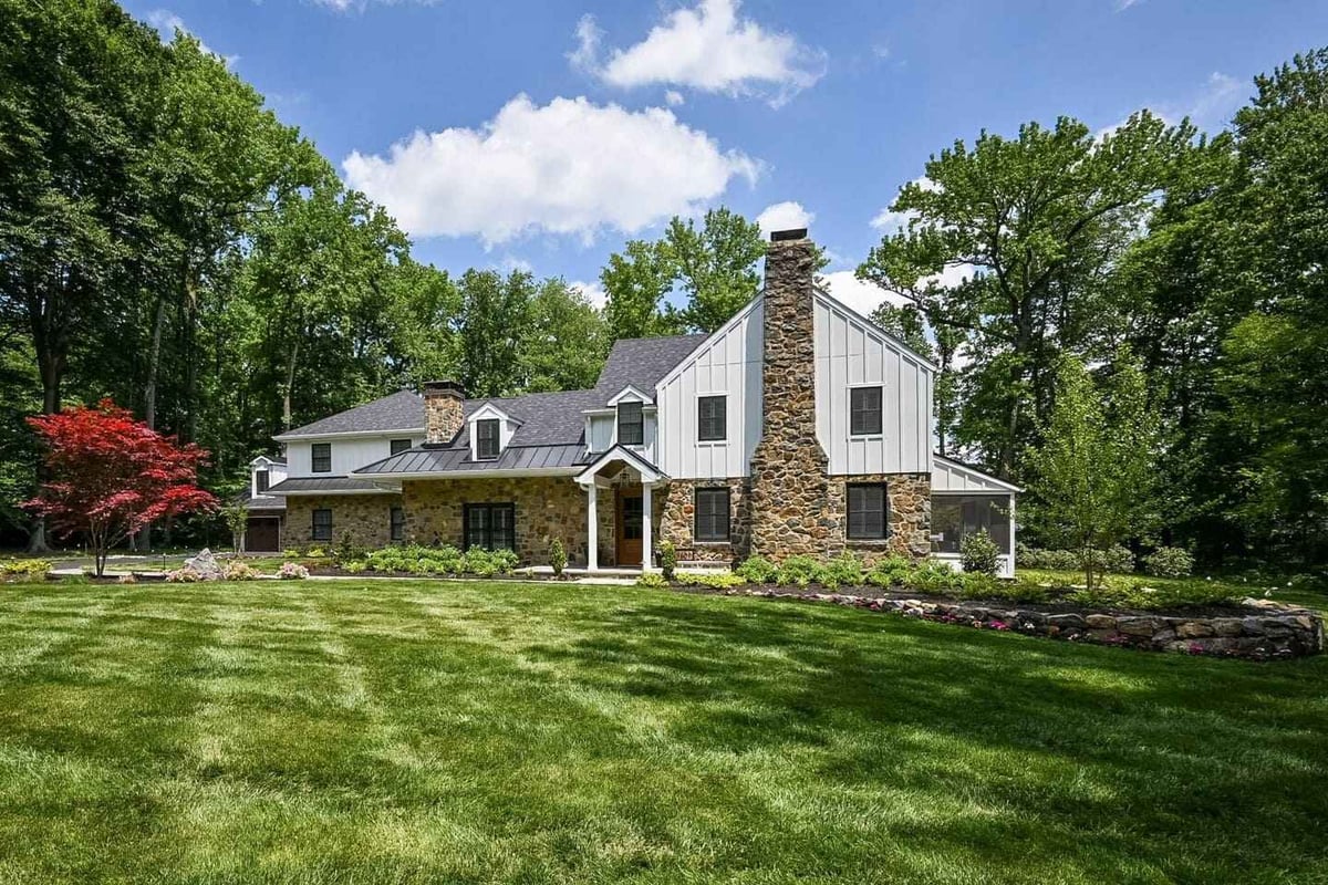 View of home exterior in Delaware with stone siding